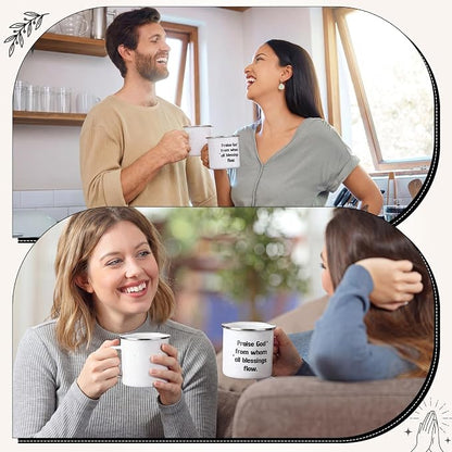 Willinglong Praise God Campfire Mug 12 oz Doxology Enamel Coffee Mug Holiday - Image 6