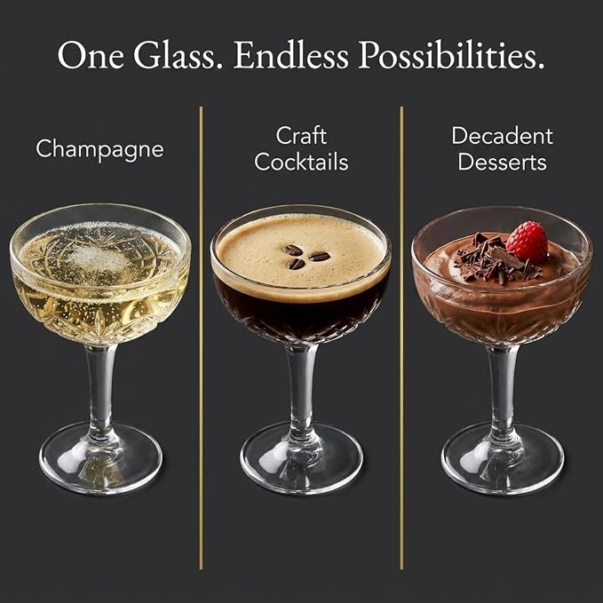 Godinger Champagne Glasses, Champagne Glass Set, Coupes Barware Martini Glasses - Image 5