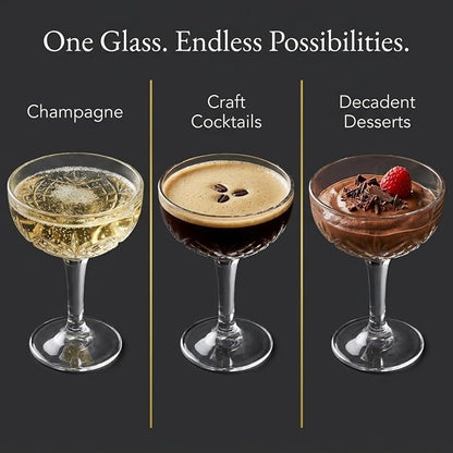 Godinger Champagne Glasses, Champagne Glass Set, Coupes Barware Martini Glasses - Image 5