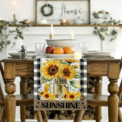 Sunflower Table Runner, Buffalo Floral Table Runners Decorations | Sunflower - Image 3