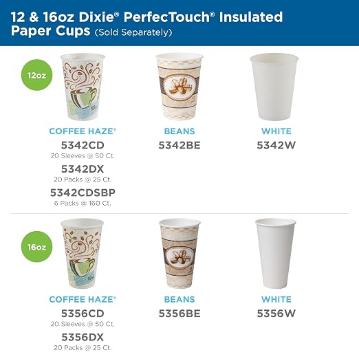 Dixie PerfecTouch 12 oz. Insulated Paper Hot Coffee Cup by GP PRO, Coffee Haze - Image 5