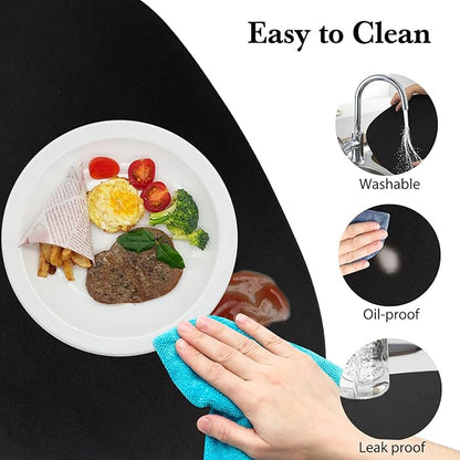 Placemats Set of 6, Faux Leather Placemats with Coasters, Black Table Mats Set of 6 Heat Stain Scratch Resistant Waterproof Washable Wipeable Place Mats for Dining Patio Table Kitchen