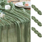 Cheesecloth Table Runner Sage Green 10FT Boho Gauze, 3 Pack | 120 Inch Cheese by Wokceer