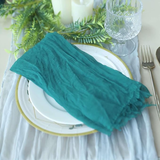 Efavormart 5 Pack 24"x19" Peacock Teal Matte Gauze Cheesecloth Napkins - Image 5