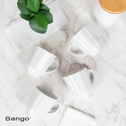 SANGO Bethany White Mugs Set of 4, 15 oz Stoneware White Coffee Mugs, Vibrant - Image 8