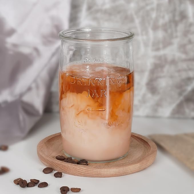 Dingerjar 20 OZ Glass Cup Set of 6, Elegance Modern Simplicity Drinking Glasses - Image 6