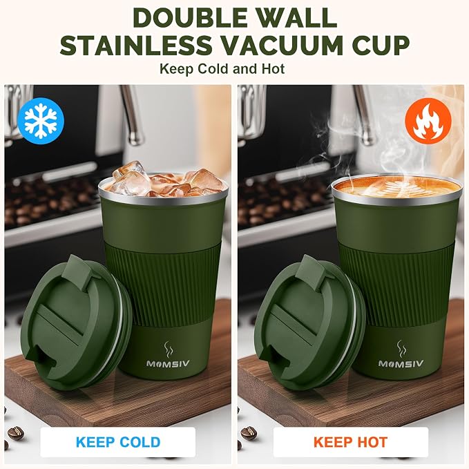 MOMSIV 12oz Travel Coffee Mug, Insulated Coffee Cup - Image 3