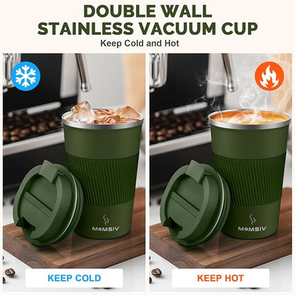 MOMSIV 12oz Travel Coffee Mug, Insulated Coffee Cup - Image 3