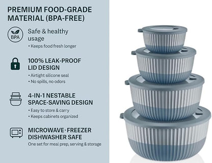 Mixing Bowls with Airtight Lids – 8 Piece Nesting Kitchen Set – BPA-Free, Leak-Proof & Stackable – Dishwasher, Microwave & Freezer Safe