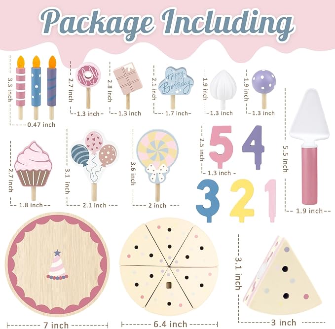 Wooden Birthday Party Cake Play Food Sets - Image 2