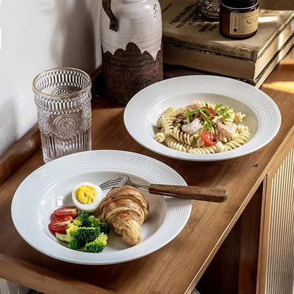 Pasta Bowls Plates Set of 6, 8.5inch Ceramic Plates tableware, Shallow Soup - Image 8
