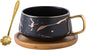 Jusalpha 10 oz Luxury Golden Hand Print Tea Cup and Saucer Set by Jusalpha