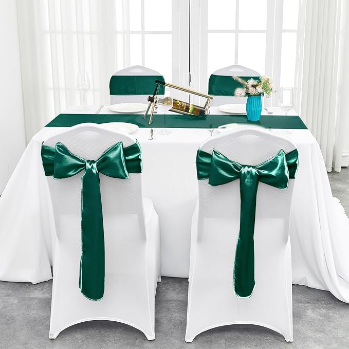 10-Pack Dark Green Satin Table Runner 12 x 108 Inch Long Fuchsia Bright and - Image 7