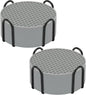 Silicone Coaster Set of 16 with Holder, Drinks Coasters, Suitable for Hot or Cold Cups, Anti-Slip, Non-Stick, Anti-Overflow Tabletop Protection and Decor (Gray, 16 Pcs)