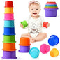 8 Pcs Stacking Cups Baby Stacking Toys, 8 Colors Educational Nesting Cups by jojnawa