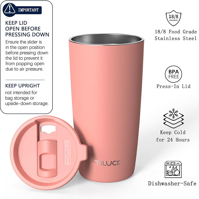 TILUCK 20 oz Insulated Coffee Tumbler - Image 2