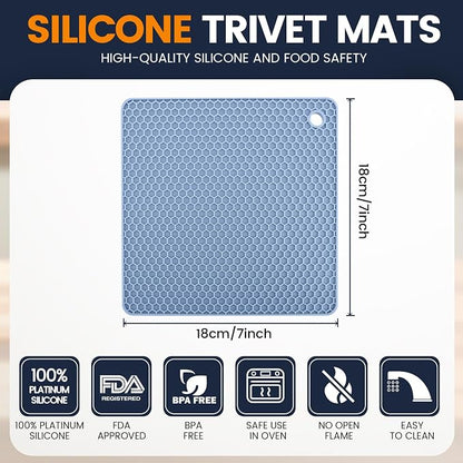 Silicone Trivet Mats 4 Heat Resistant Pot Holders Multipurpose Non-Slip Hot Pads - Image 2