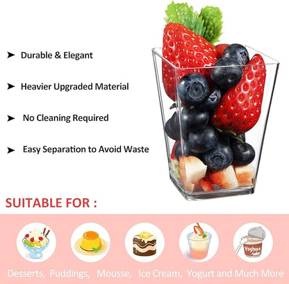 Eupako 100 Pack 5 oz Square Clear Plastic Dessert Cups Small Clear Plastic - Image 3