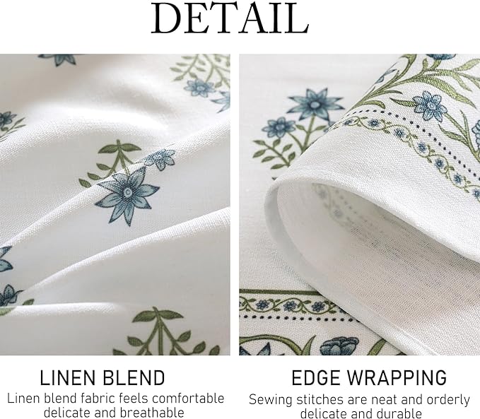 ISAENNE Designer White Linen Extra Long Tablecloth Rectangle,Chinoiserie Floral Elegant Indoor Table Cloth,Fall Stain Proof Decor Tablecloths for Dining Thanksgiving Kitchen,67"*118"-Mosella F