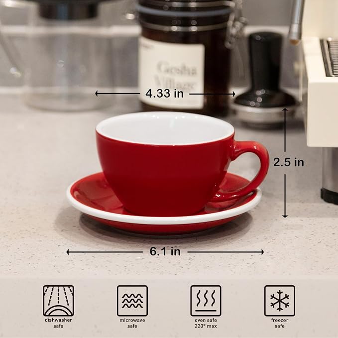 Loveramics Latte Art Mug with Saucer, 10 oz Ceramic Coffee cups with Round - Image 3