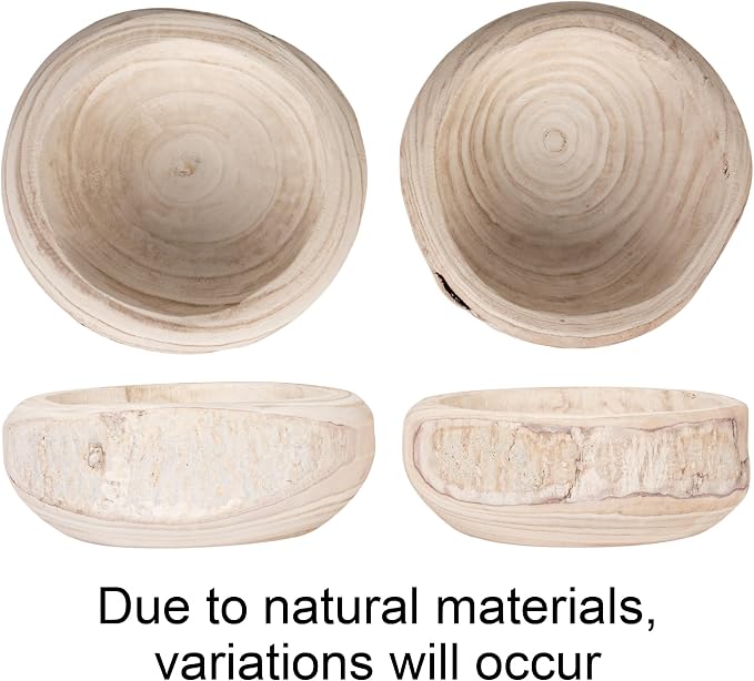 Bloomingville Decorative Hand-Carved Paulownia Wood Bowl, 10.5 in Diameter - Image 6