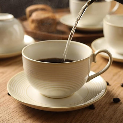 12Oz Coffee Cups with Saucers, Ceramic Espresso Cup Set of 4, Cappuccino Cups - Image 6