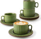 DOWAN Cappuccino Cup Set of 4, 8 OZ Ceramic Coffee Cups by DOWAN