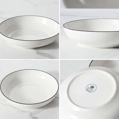 MALACASA 8.85" Large Pasta Bowls, 42 OZ White Salad Bowls Soup Bowls, Porcelain - Image 8