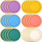 48 Pcs Boho Rainbow Paper Plates 9 Inch Colorful Scalloped Paper Plates Disposable Dinner Dessert for Birthday Wedding Bridal Party Supplies, 6 Colors
