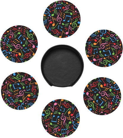 6 Pcs Colorful Music Note Leather Coasters - Image 7