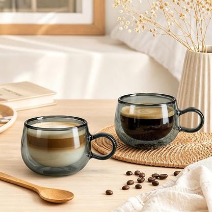 glastal Black Espresso Cup Set of 4, 4 Oz Double Wall Glasses Espresso Coffee - Image 7