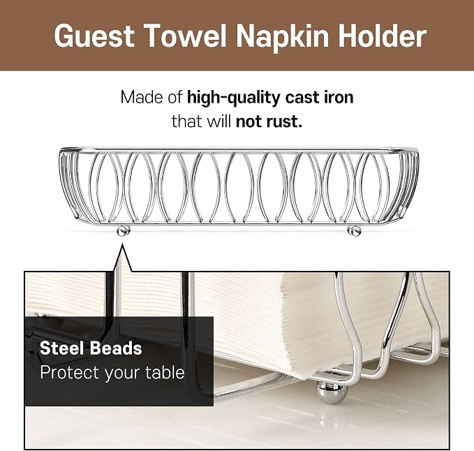 Guest Towel Holder Tray for Bathroom Countertop, Powder Room & Vanity Use - Image 6