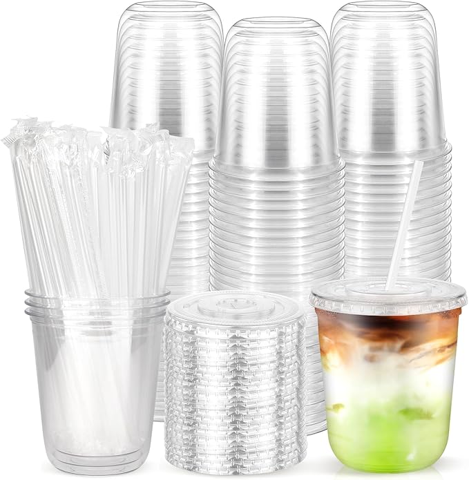 100 Pack 12 oz Plastic Cups by Etersky