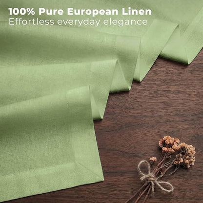 Classic Linen™ by D'Moksha Sage Green Table Runner 48 Inches, 100% Pure Linen - Image 3