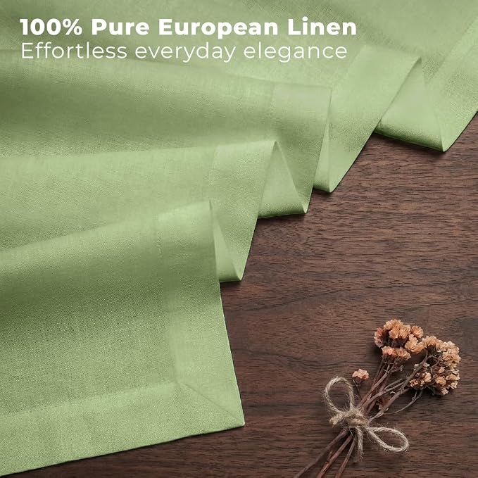 Classic Linen™ by D'Moksha Sage Green Table Runner 84 Inches Long, 100% Pure - Image 2