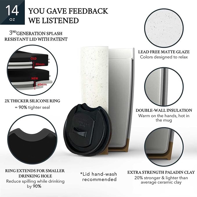 Mora Double Wall Ceramic Coffee Travel Mug - Image 4