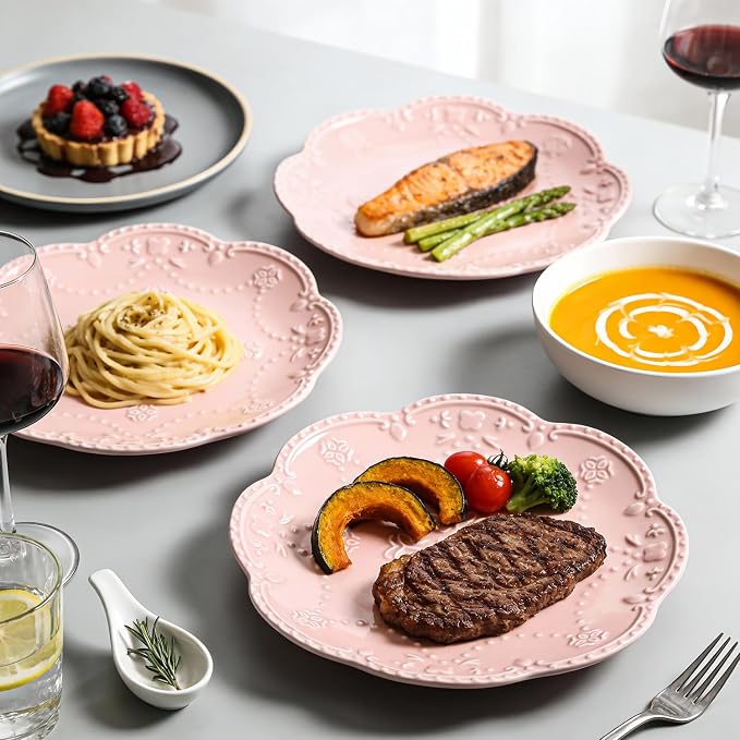 Gaolinci European Palace Series Lace Embossed Ceramic Dinner Plate - Image 3