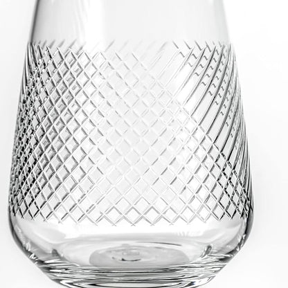 Rolf Glass Bourbon Street 15.75 Ounce Stemless Wine Glasses Set of 4 | Lead-Free Glass | Diamond-Wheel Engraved and Polished Tumbler Glassware | Modern Luxury Glassware