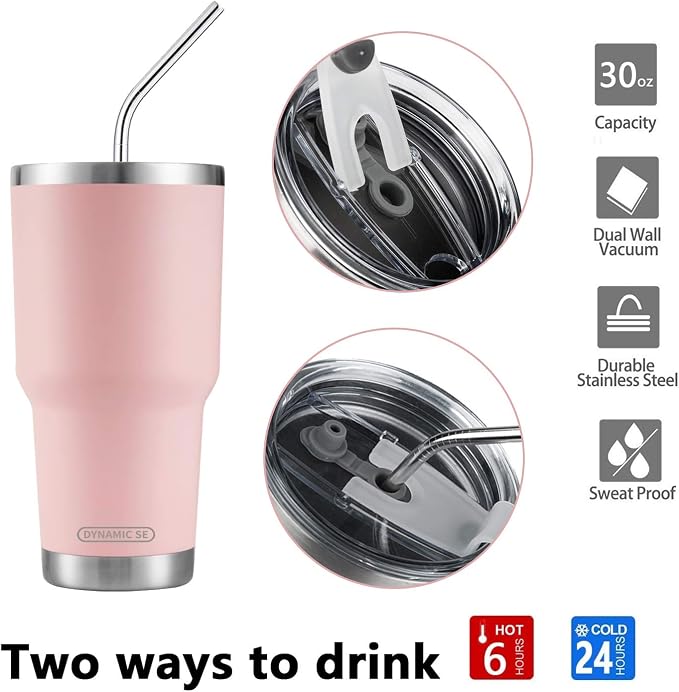D·S 30oz Sakura Pink Tumbler Double Wall Vacuum Insulated Travel Coffee Mug | - Image 4