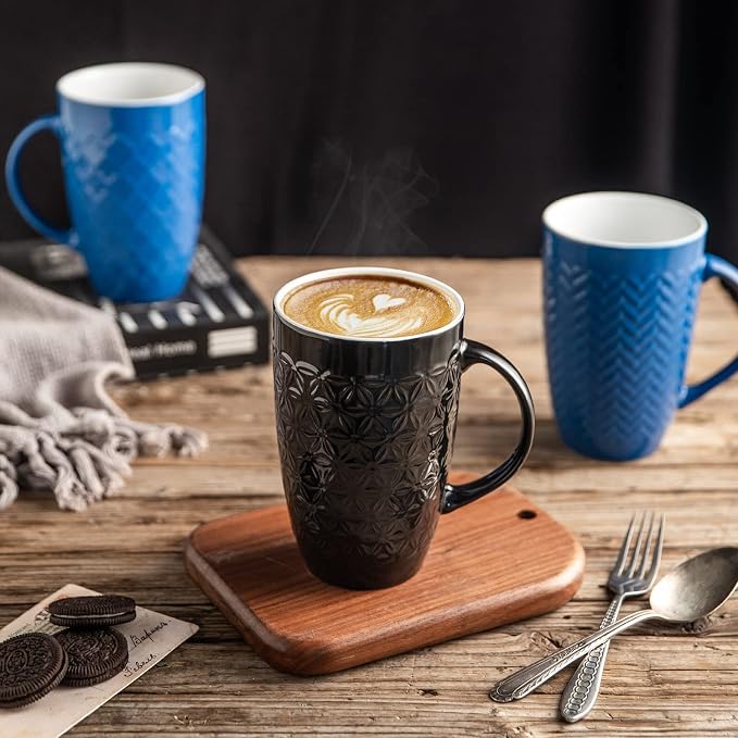 AmorArc 20 oz Large Coffee Mugs Set of 6, Tall Ceramic Coffee Cups | 3 Assorted - Image 5