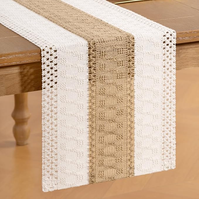 Boho Table Runner Summer Farmhouse Rustic Dining Dresser Scarf Home Decor | - Image 3