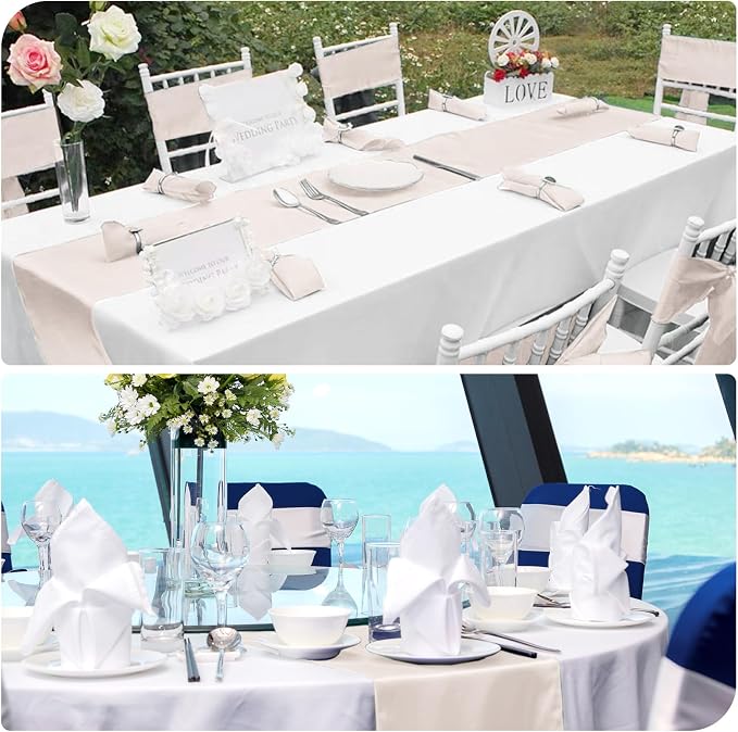 12 Pack Ivory Satin Table Runner 12 x 108 Inch Long Premium Table Runners - Image 6