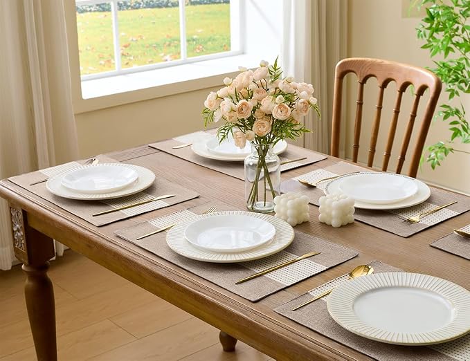 Wracra Linen Placemats Set of 6, Macrame Place Mats - Image 7