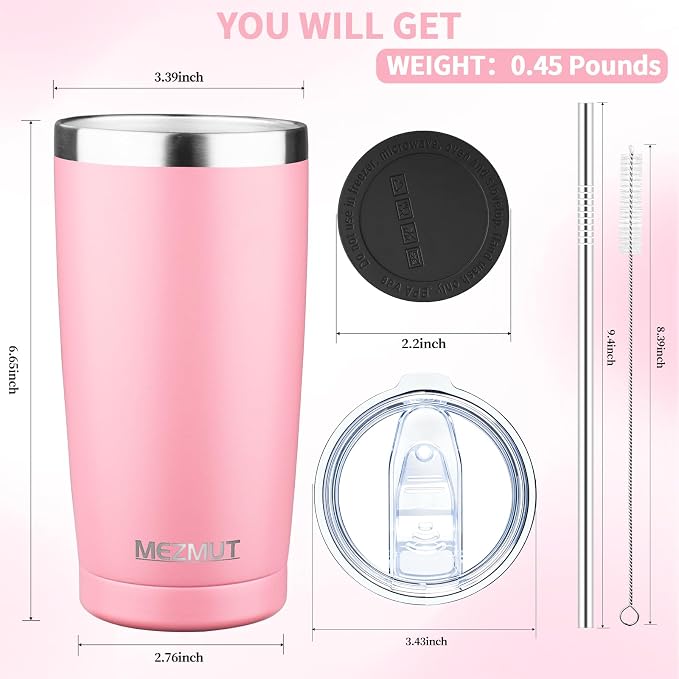 MEZMUT 20oz Insulated Tumbler Cup Travel Coffee Mug - Image 3