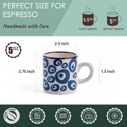 Ceramic Espresso Cups, 5 Oz Espresso Cups Set of 4, Handmade Espresso Cup - Image 2