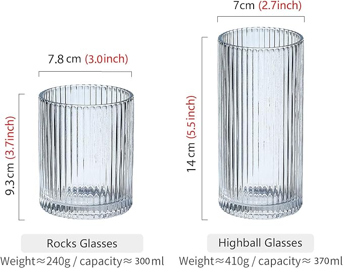 Drinking Glasses with Origami Style Set of 4pcs Glass Cups, 2 Highball Glasses - Image 2