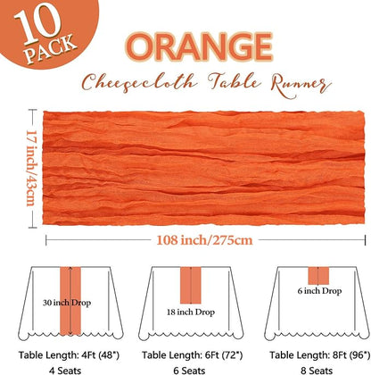 10 Pack Orange Cheesecloth Table Runner 9Ft Spring Gauze Cheese Cloth Table - Image 2