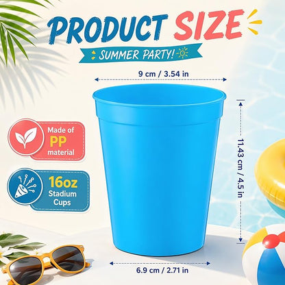 Yungyan 50 Pack 16 oz Stadium Cups Reusable Plastic Cups Blank Drink Stadium - Image 2