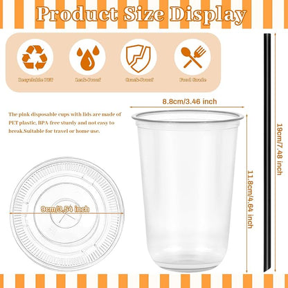 GGOLDMER 50 Set 16oz Clear Round Bottom Plastic Cups - Image 2