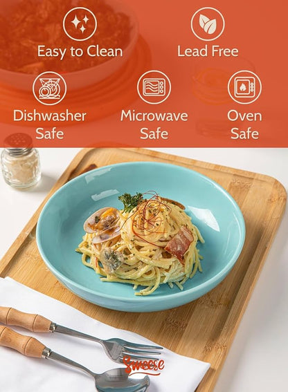 Sweese Pasta Bowls, 22 Ounce Salad Serving Bowls Set of 6, 7.6 Inch Porcelain - Image 3